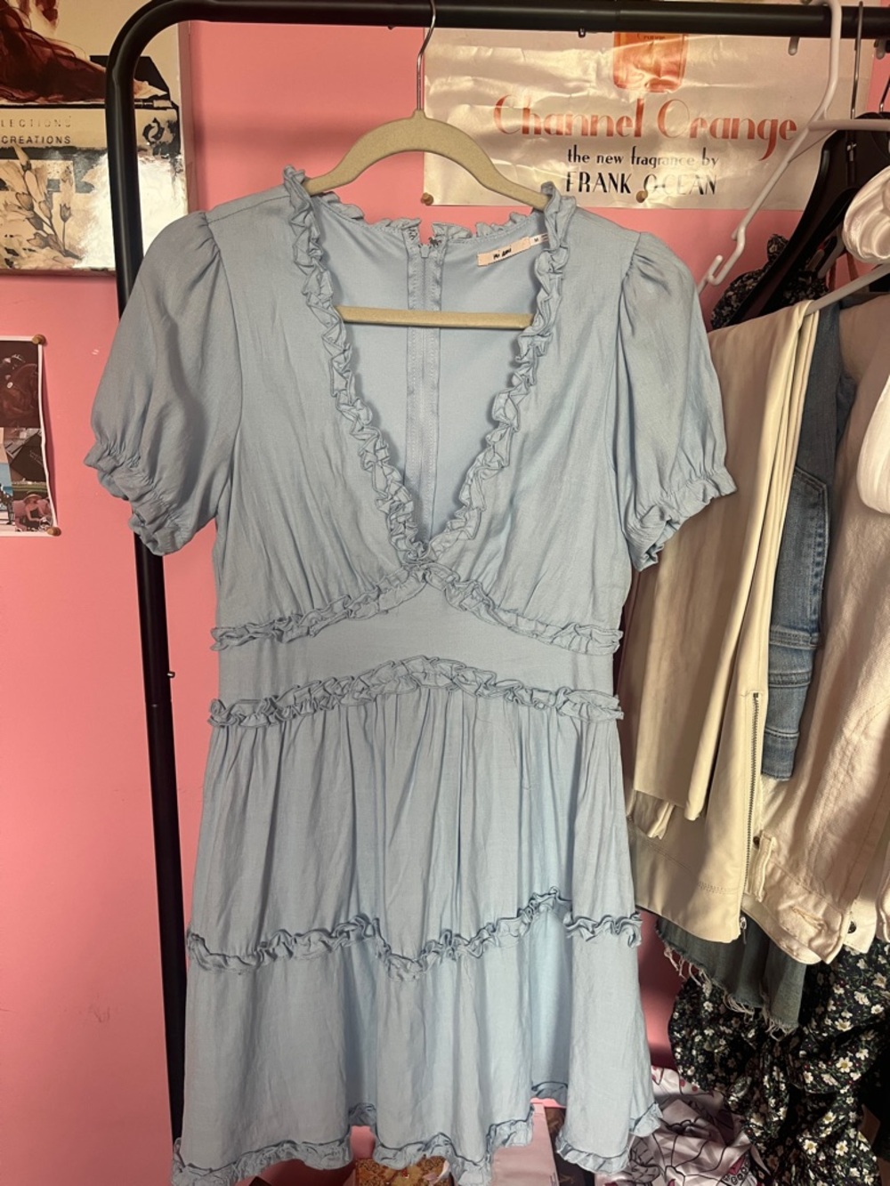 Blue Ruffle Tiered Mini Dress